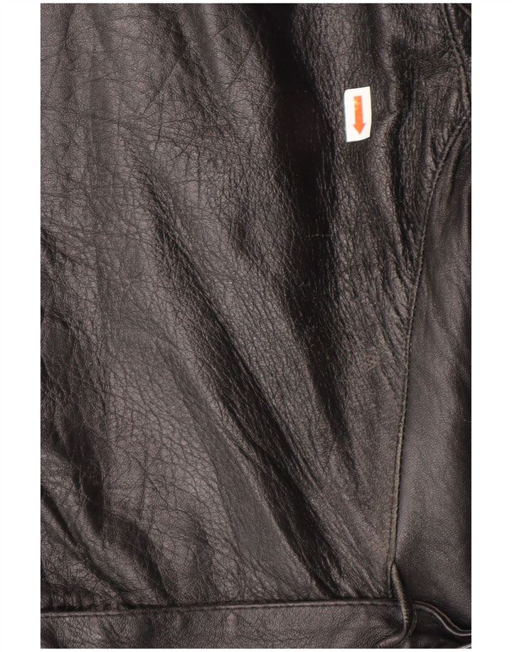 VINTAGE Womens Leather Jacket UK 14 Medium Black Leather