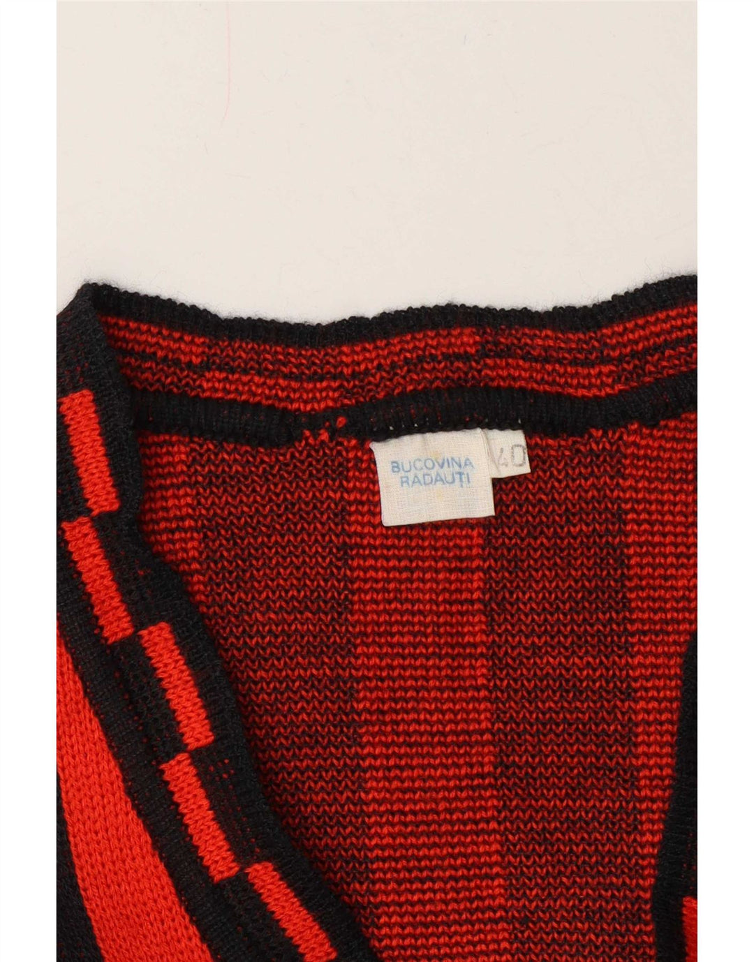 Maglione cardigan da donna vintage EU 40 rosso medio geometrico