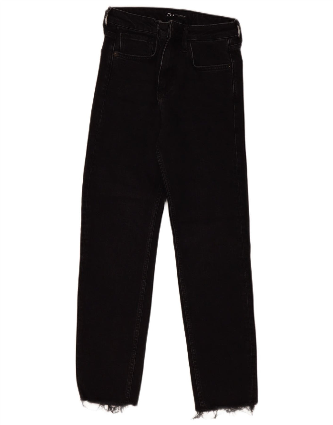 Jeans dritti a vita alta da donna ZARA EU 36 XS W26 L27 neri