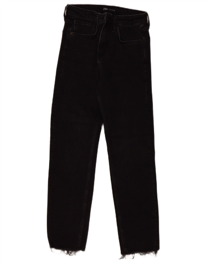 Jeans dritti a vita alta da donna ZARA EU 36 XS W26 L27 neri
