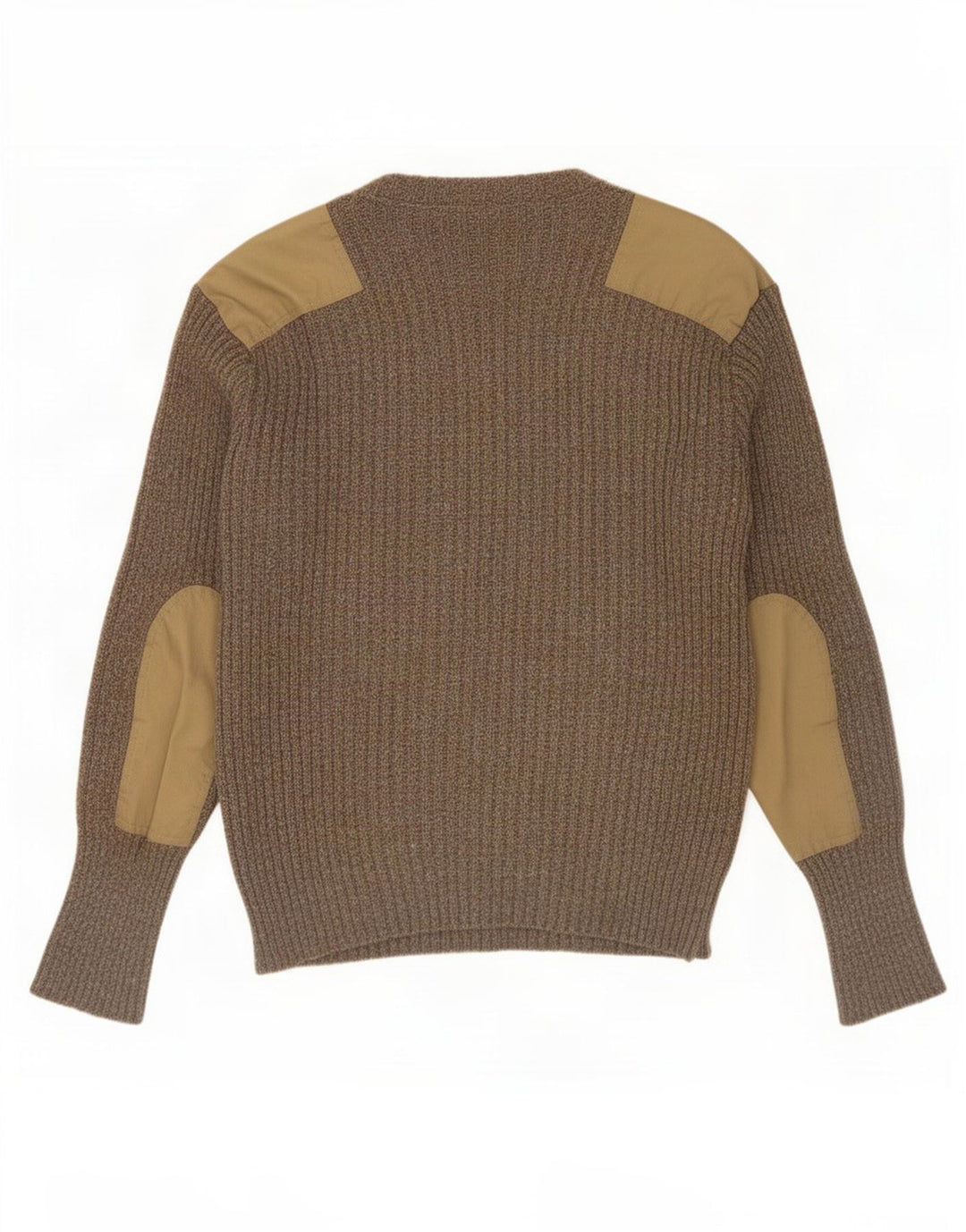 Maglione militare vintage da uomo con scollo a V color block grigio medio