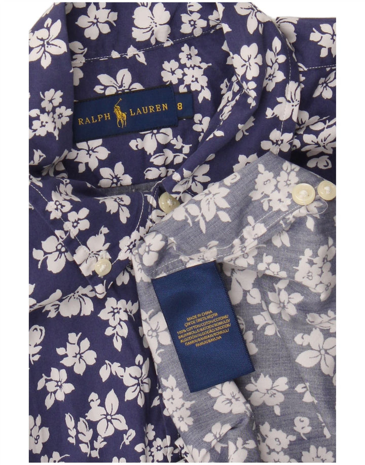 Camicia da donna Ralph Lauren US 8 cotone floreale blu navy medio