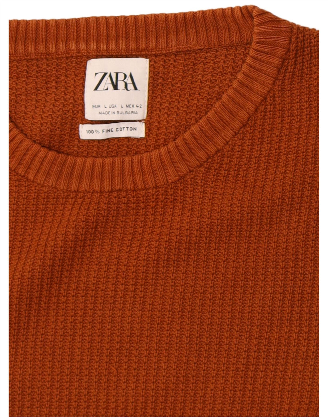 Maglione maglione girocollo da uomo Zara grande in cotone marrone