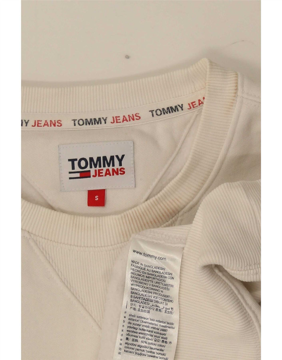 Tommy Hilfiger Felpa grafica da uomo Maglione piccolo cotone bianco