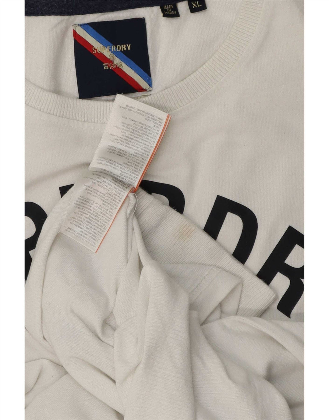 Top grafico da uomo a maniche lunghe XL Superdry in cotone bianco