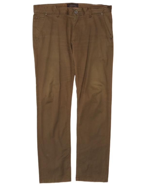 Pantaloni chino slim da uomo Zara EU 44 Large W34 L31 cotone kaki
