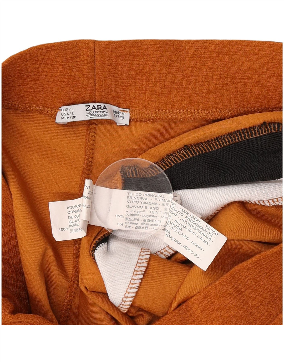 Pantaloni da tuta da donna Zara UK 14 Large Arancione Colourblock Poliestere