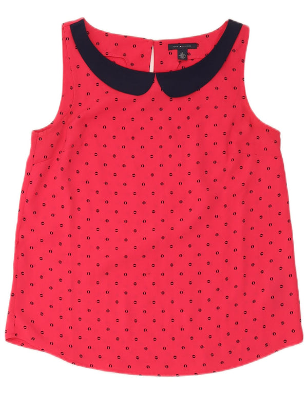 Camicetta senza maniche da donna Tommy Hilfiger UK 14 medio rosso maculato