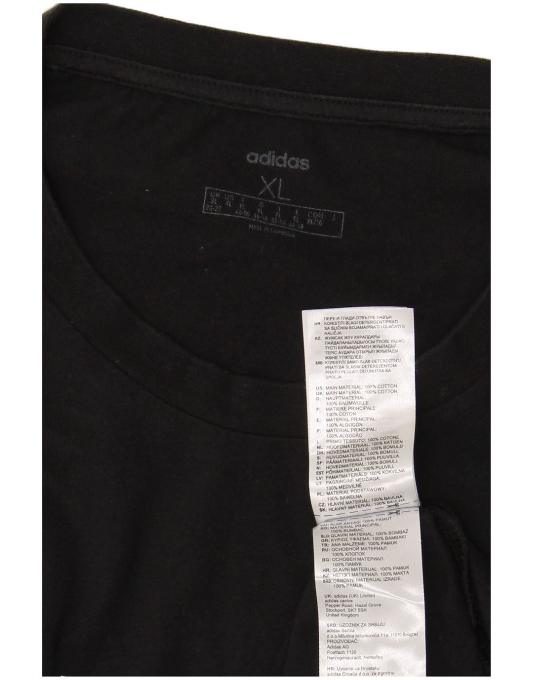 T-shirt grafica da donna ADIDAS Top UK 20/22 XL cotone nero