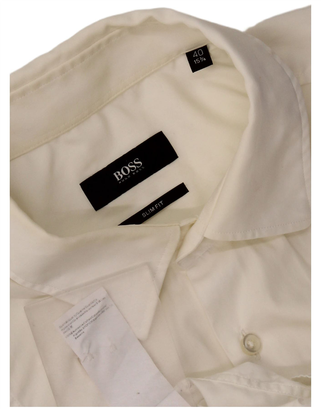 Camicia slim fit da uomo Hugo Boss taglia 40 15 3/4 cotone bianco medio