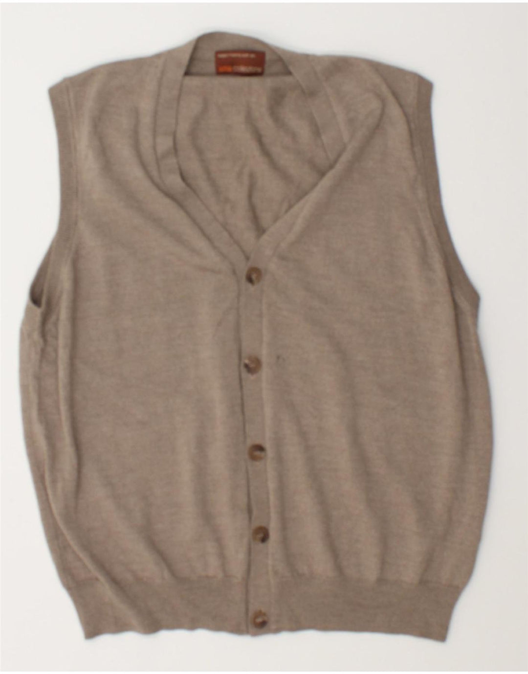 Maglione cardigan senza maniche da uomo Marks & Spencer grande lana beige