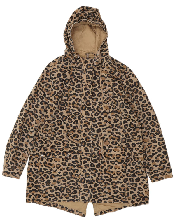 Giacca Parka con cappuccio da donna LEVI'S UK 18 XL Cotone con stampa animalier beige