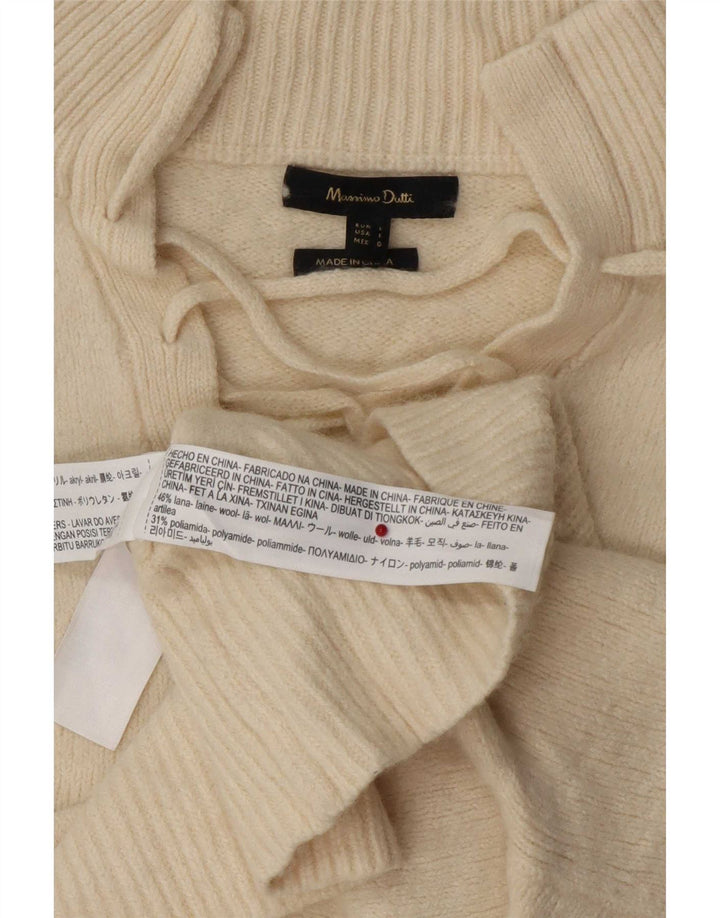 Massimo Dutti Maglione da donna con scollo a V UK 16 Large Lana bianco sporco