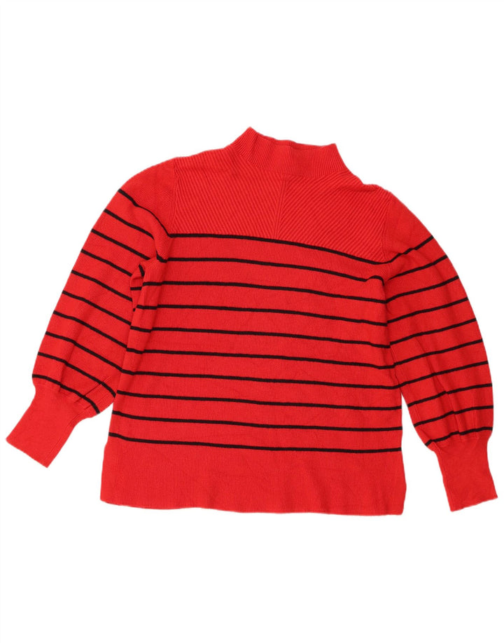Maglione maglione a collo alto da donna Marks & Spencer UK 16 a righe grandi rosse