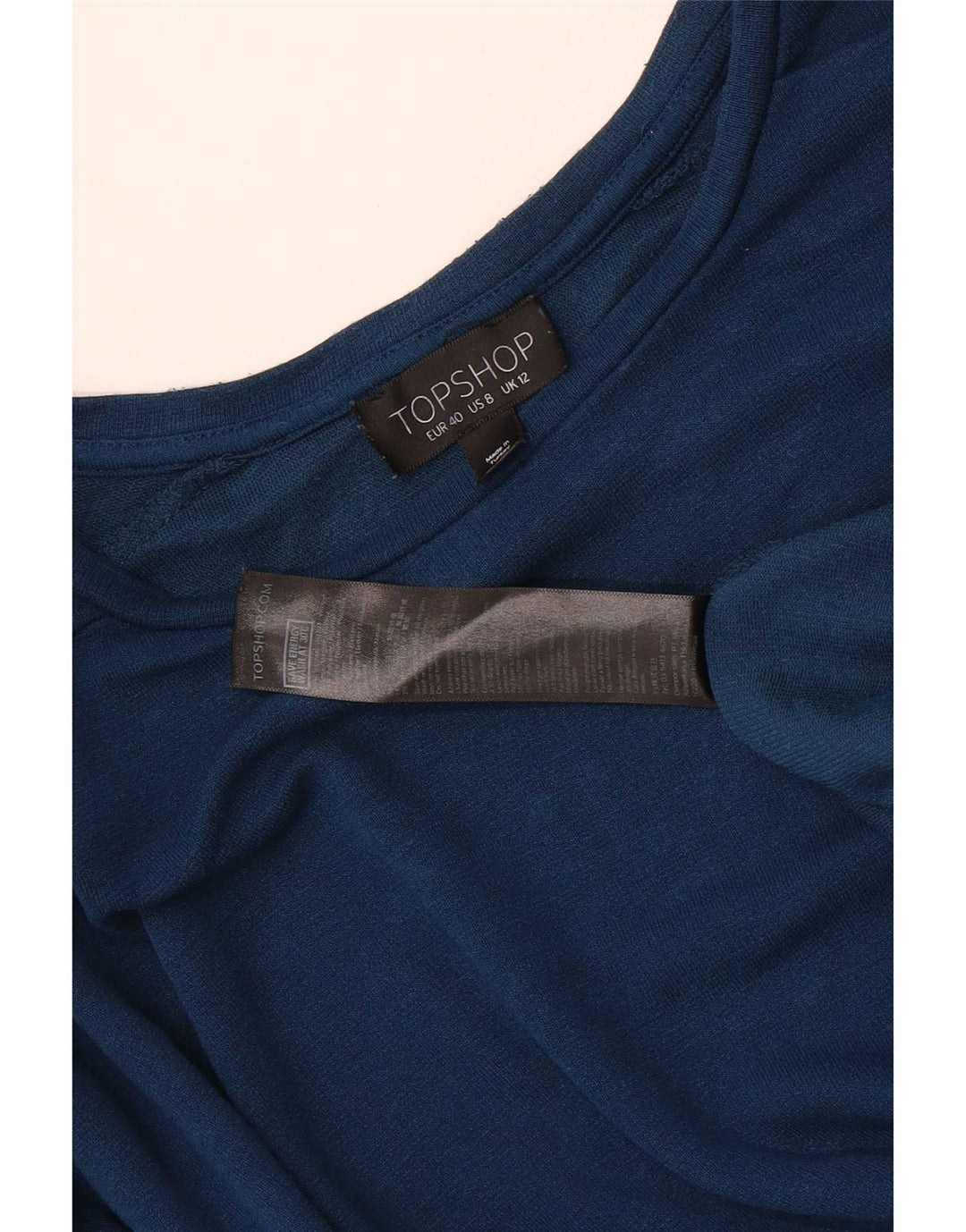 Topshop Top oversize da donna manica lunga UK 12 viscosa blu medio