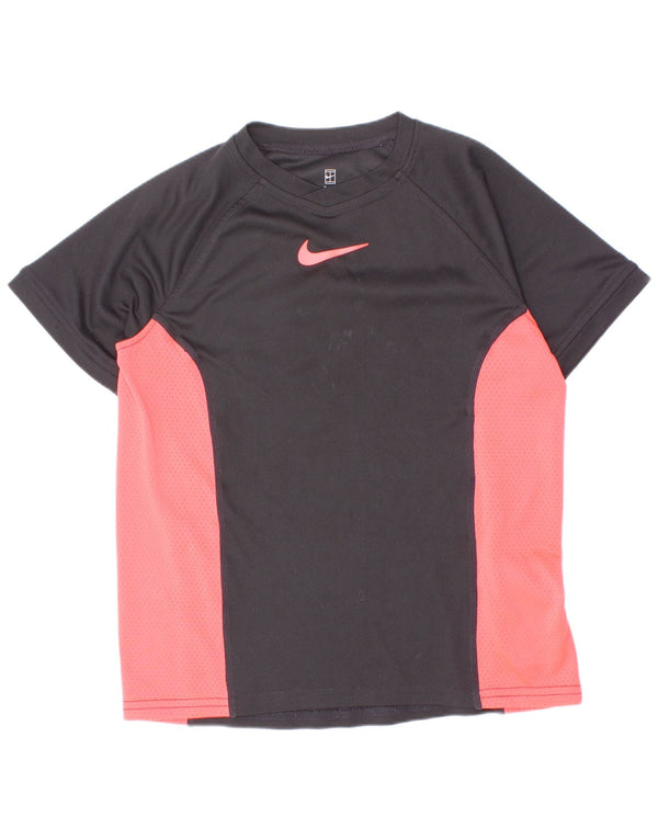 T-shirt Nike da bambino Dri Fit, 8-9 anni, piccola, in poliestere color block nero