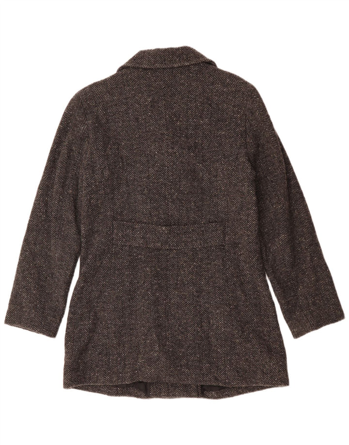 Cappotto da marinaio da donna Benetton UK 14 grigio medio a spina di pesce