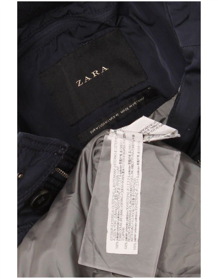 Giacca imbottita da uomo Zara UK 38 poliestere blu navy medio