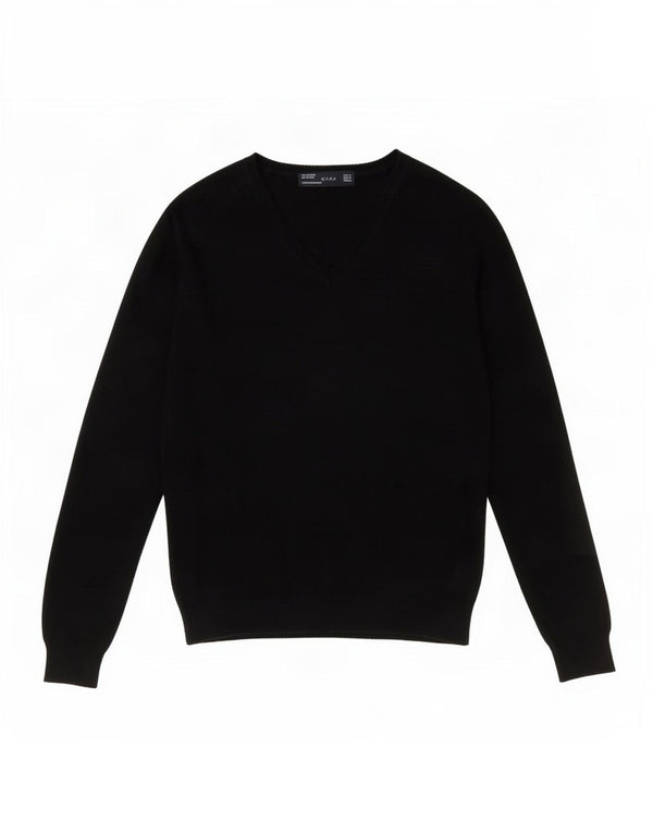 Maglione maglione con scollo a V da donna Zara UK 14 cotone nero medio
