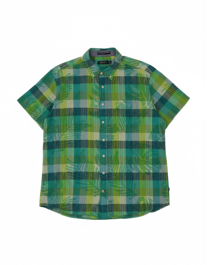 NAUTICA Mens Short Sleeve Shirt 2XL Green Check Cotton