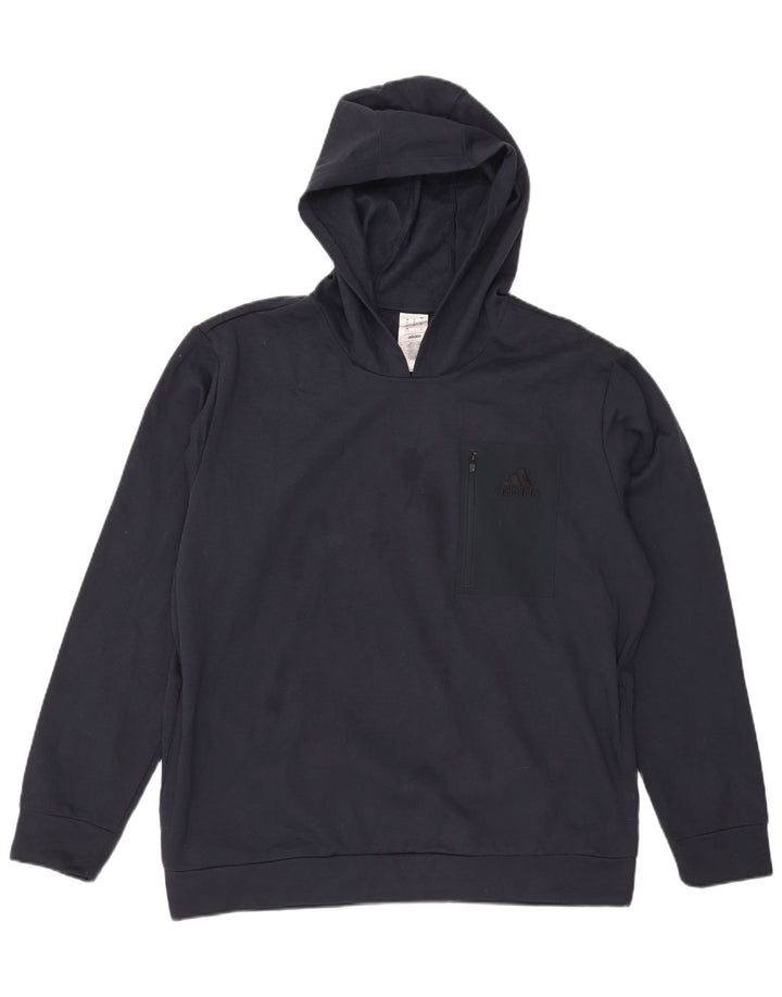 Felpa con cappuccio da uomo Adidas XL poliestere blu navy