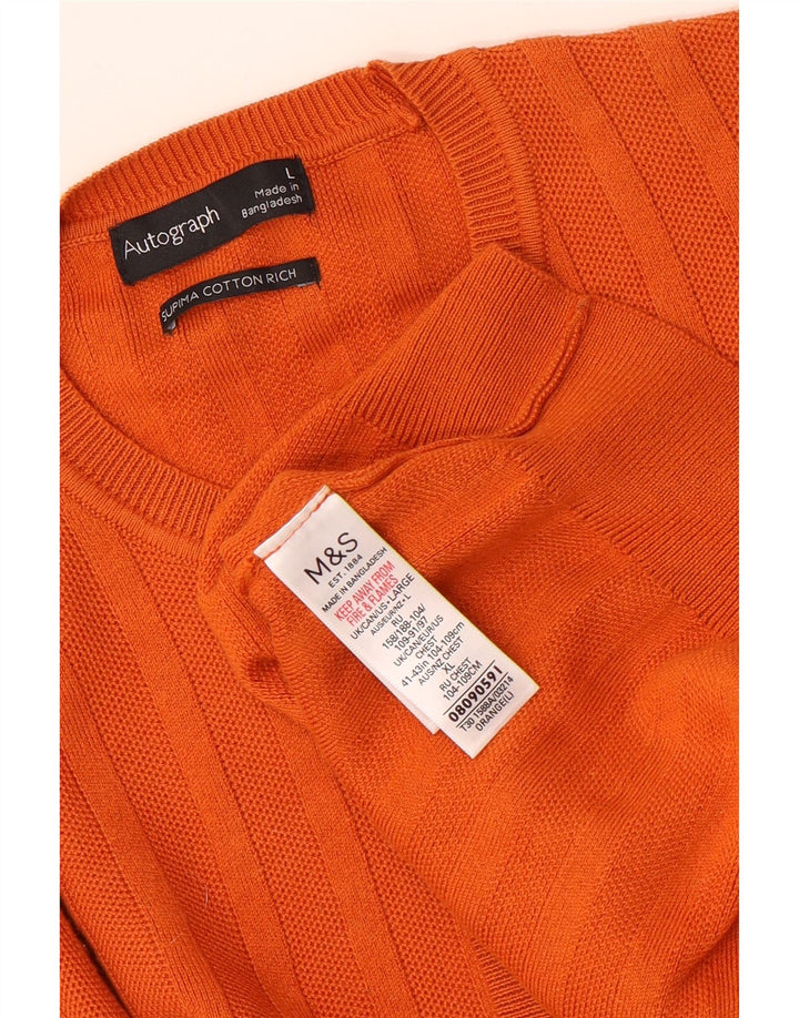 Maglione maglione girocollo autografo da uomo Marks & Spencer grande cotone arancione