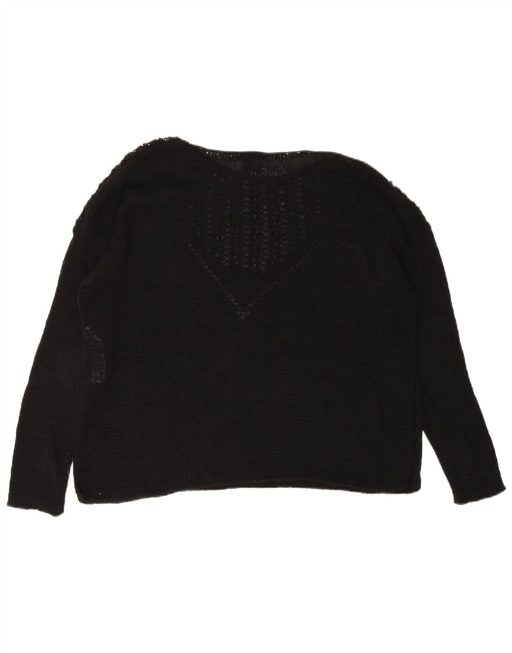 Massimo Dutti Maglione da donna oversize con scollo a barca UK 14 Medio Nero