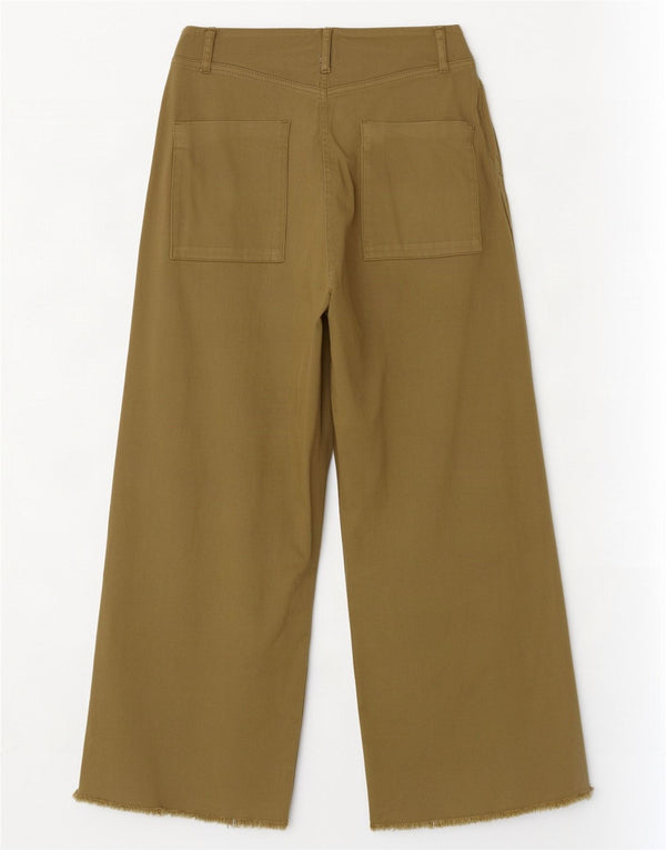 Pantaloni a gamba larga a vita alta da donna Zara EU 38 Small W28 L26 Khaki