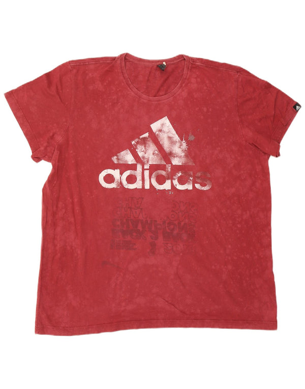 T-shirt grafica da uomo Adidas Top 2XL in cotone rosso