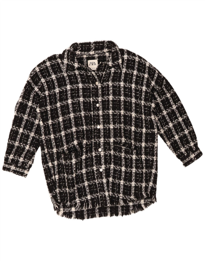 Camicia oversize da donna Zara Oversize UK 14 Acrilico a quadri nero medio