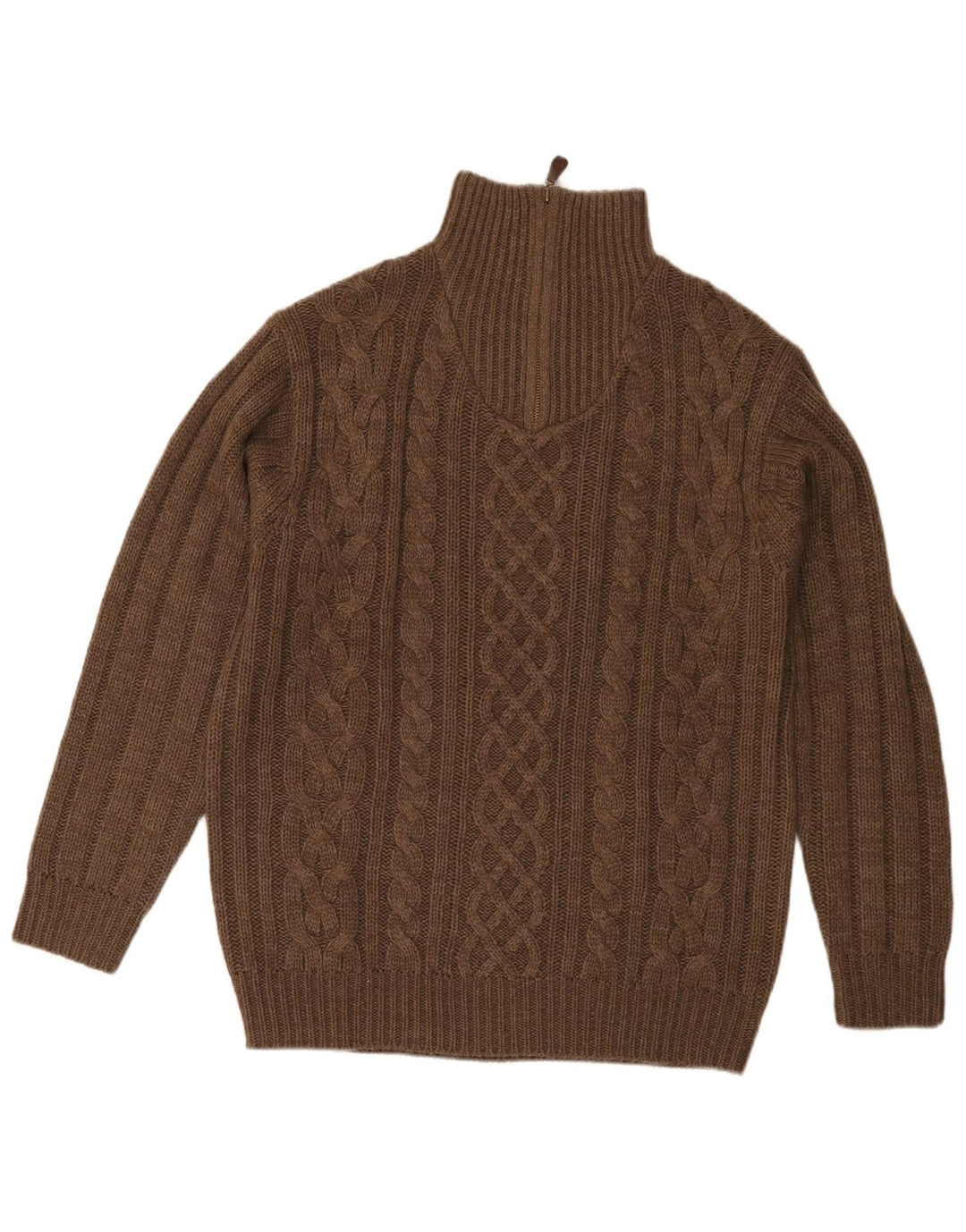 Maglione da uomo Rover & Lake con zip e collo EU 52 Large Marrone Poliacrilico