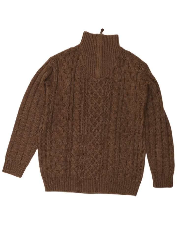 Maglione da uomo Rover & Lake con zip e collo EU 52 Large Marrone Poliacrilico