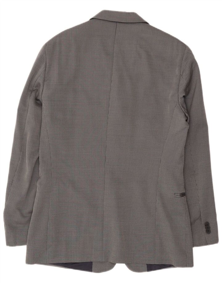 Giacca blazer da uomo a 3 bottoni Emporio Armani IT 48 piccola in lana a quadri blu navy