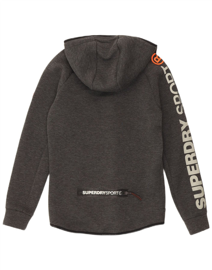 Maglione con cappuccio e zip grafica da uomo Superdry piccolo in poliestere grigio