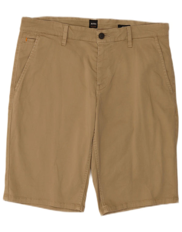 Pantaloncini chino da uomo Hugo Boss W35 grandi in cotone beige