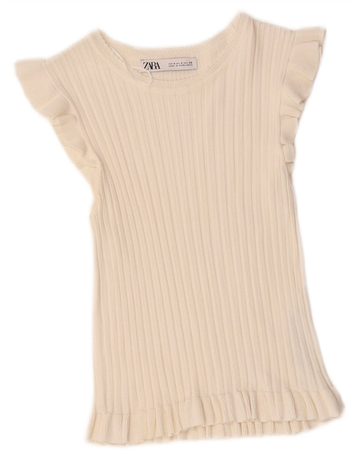 Top corto in camicetta corta da donna Zara UK 8 piccolo in viscosa bianca