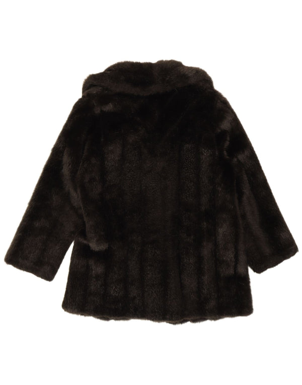 CZARINA Cappotto da donna in pelliccia sintetica UK 12 Medio Nero Modacrile
