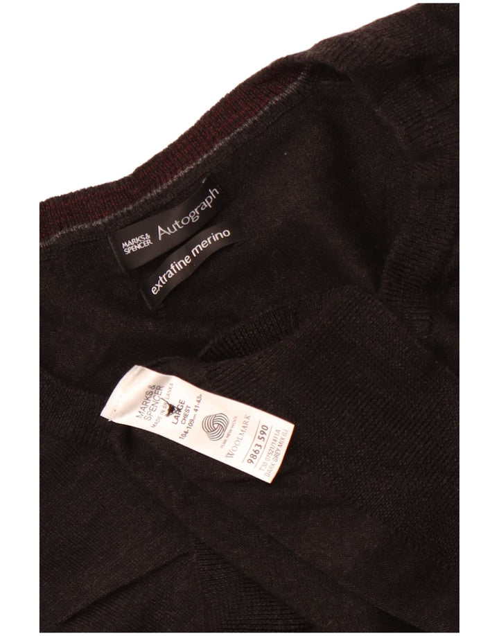 Maglione da donna con scollo a V autografo Marks & Spencer UK 16 grande grigio