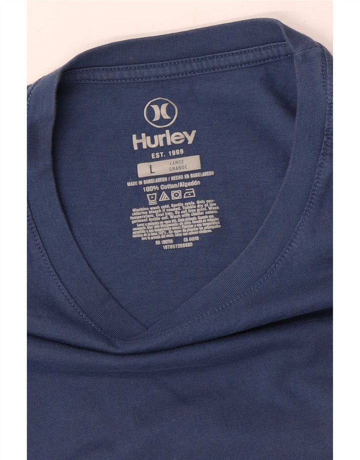 T-shirt grafica da uomo Hurley Top grande in cotone blu