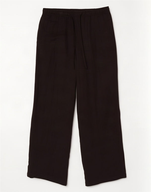 Pantaloni chino a gamba larga a vita alta da donna Zara XL W32 L31 Lyocell nero