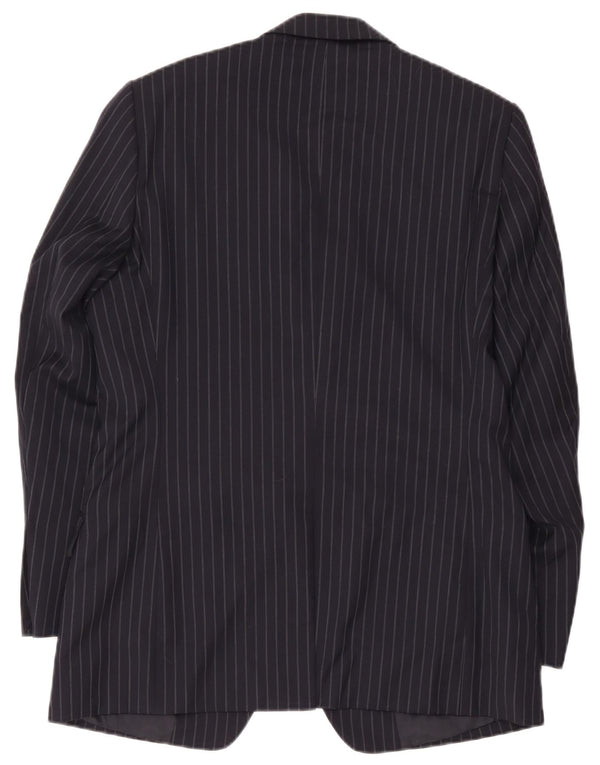 Giacca blazer da uomo a 2 bottoni Jaeger UK 40 grande lana gessata blu navy