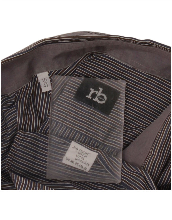 Camicia da uomo ROCCOBAROCCO taglia 16 41 grande cotone a righe blu navy