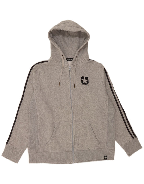 Maglione con cappuccio e zip da donna Converse UK 18 XL Cotone chiazzato grigio
