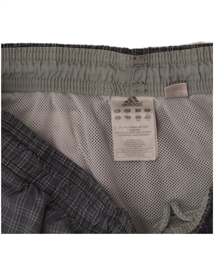 Pantaloncini da bagno Adidas da uomo di grandi dimensioni in nylon grigio a quadri