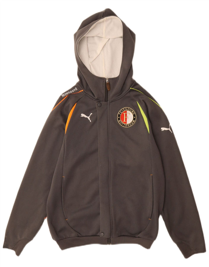 Felpa con cappuccio e zip da ragazzo Puma 12-13 anni in poliestere grigio