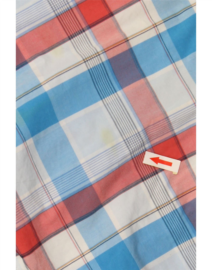 TOMMY HILFIGER Camicia militare a maniche corte da uomo in cotone a quadri blu medio