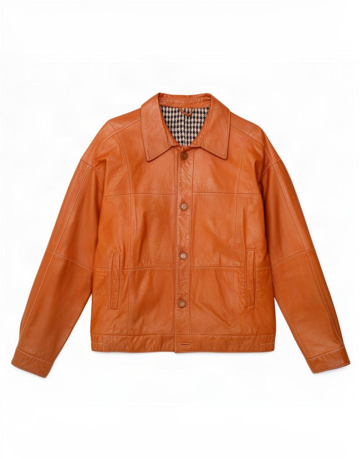 Giacca in pelle vintage da uomo UK 38 Marrone medio