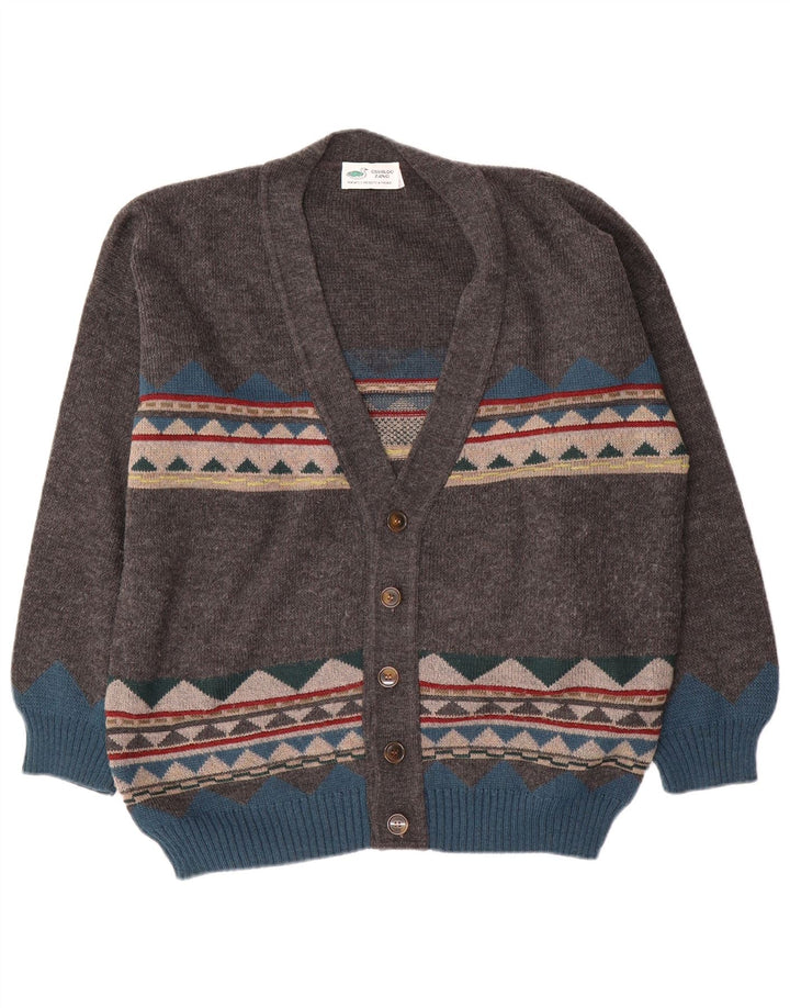 Maglione cardigan da uomo vintage XL grigio geometrico