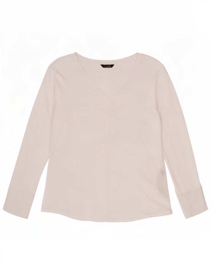Massimo Dutti Top trasparente da donna a maniche lunghe UK 12 Lyocell bianco medio