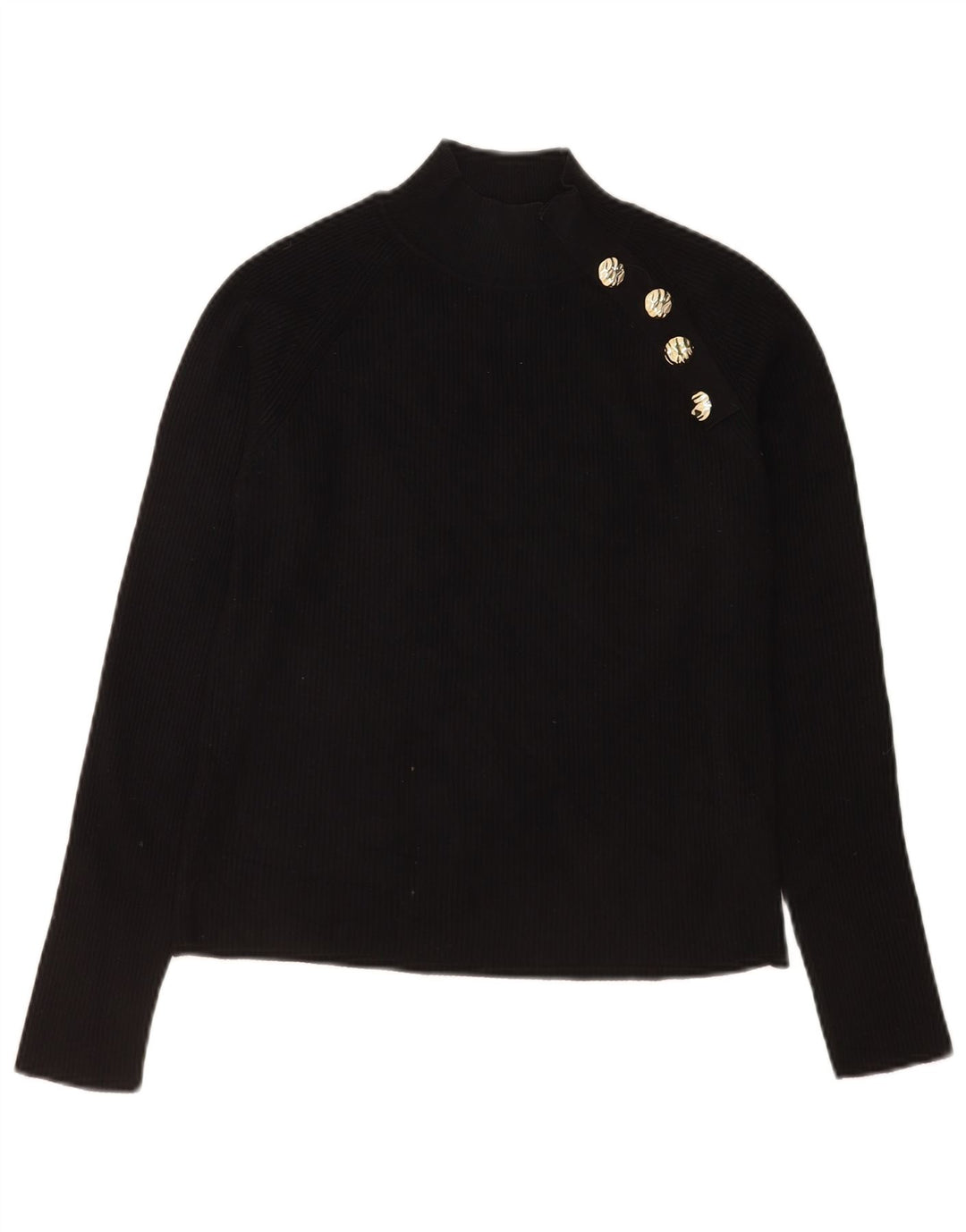 Top corto da donna Zara a maniche lunghe UK 14 grande viscosa nera